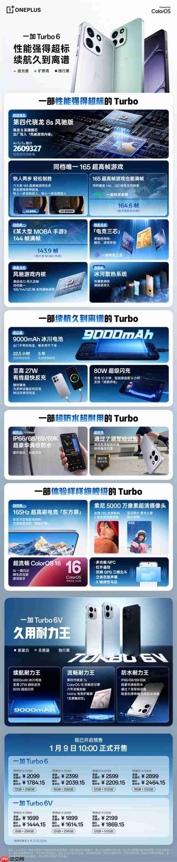 2099元起 一图了解一加Turbo 6:9000mAh电池 续航离谱