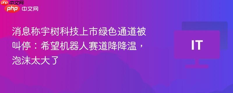 宇树科技上市绿色通道被暂停，机器人赛道降温呼声高涨，行业泡沫成焦点