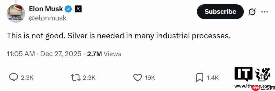 白银价格屡创新高，马斯克称“这可不好”