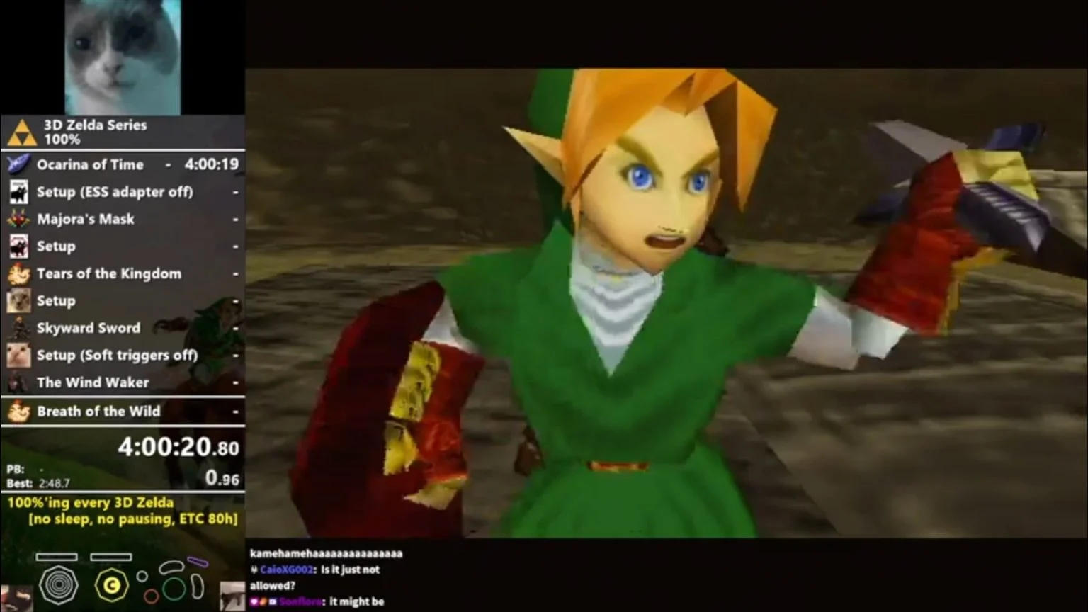 《塞尔达》3D版7部100%RTA神玩出现 总耗时约90个小时