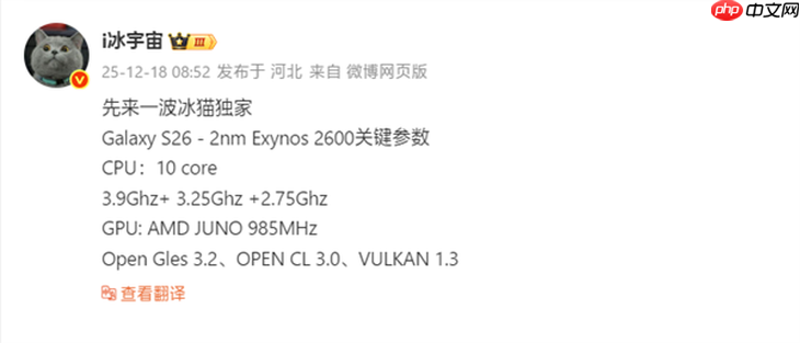 首款2nm手机芯片！三星Exynos 2600确认10核心，明年1月首发