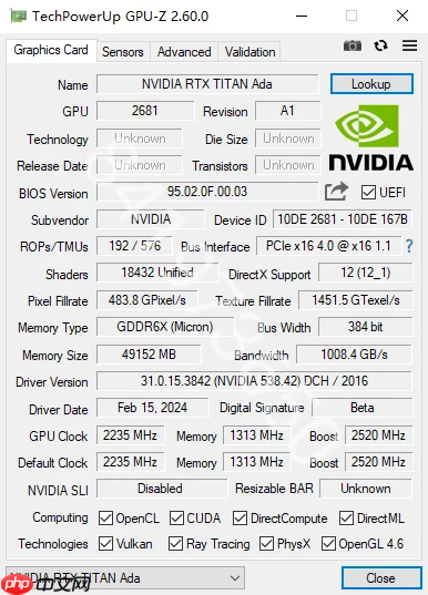 Titan Ada巨卡原型现身：48GB显存、四插槽、900W供电