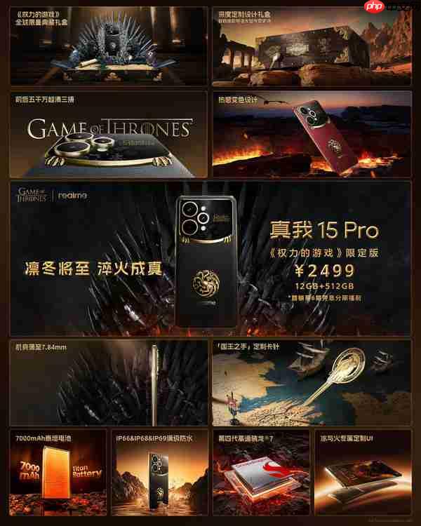 真我15 Pro《权力的游戏》限定版开售 2499诚意满满!