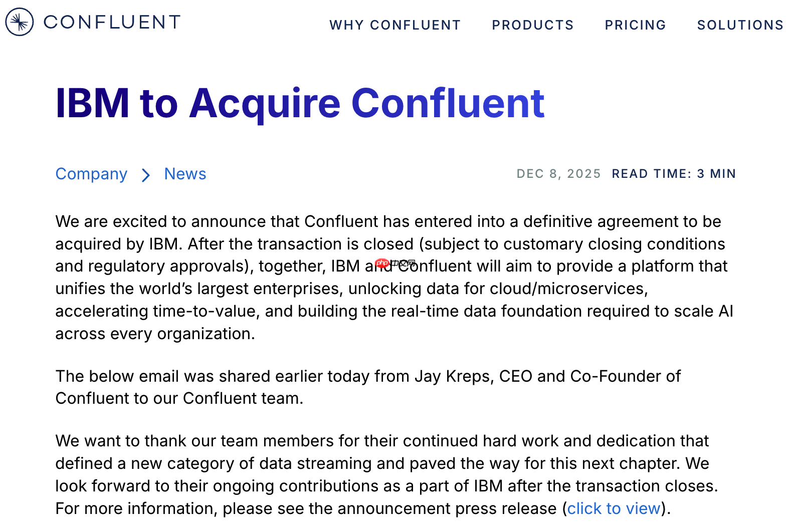 IBM 官宣收购 Confluent，增强企业 AI 数据平台业务