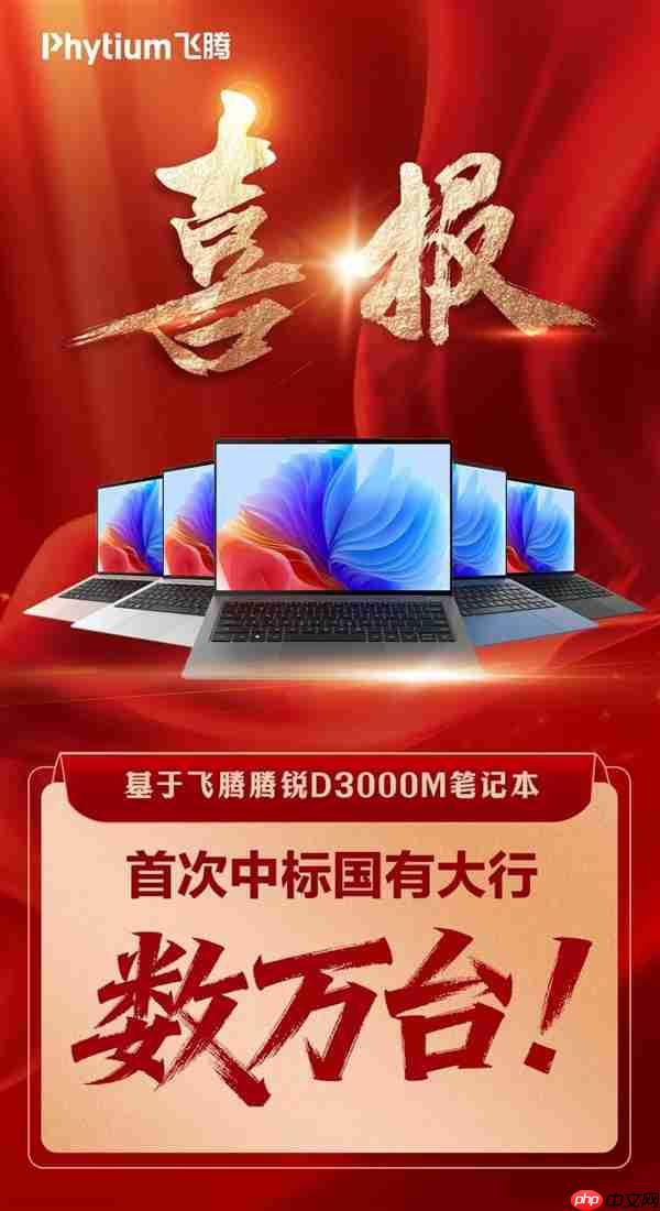 首次!飞腾腾锐D3000M笔记本中标国有大行:数万台规模