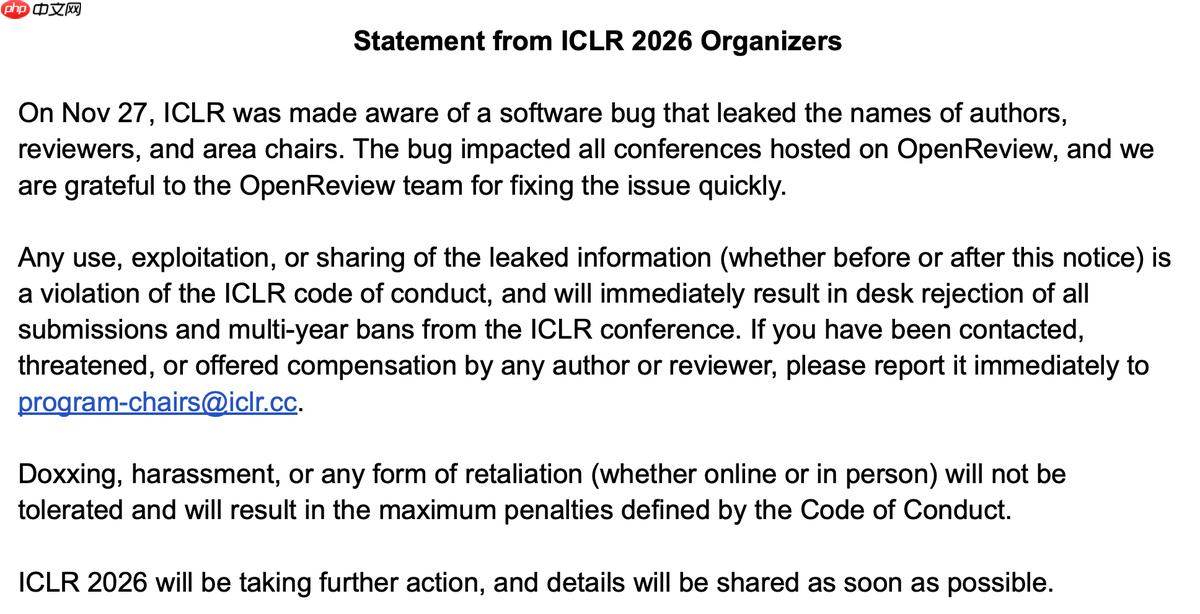 OpenReview 平台因 API 接口存在未授权访问漏洞,导致审稿人数据可公开访问