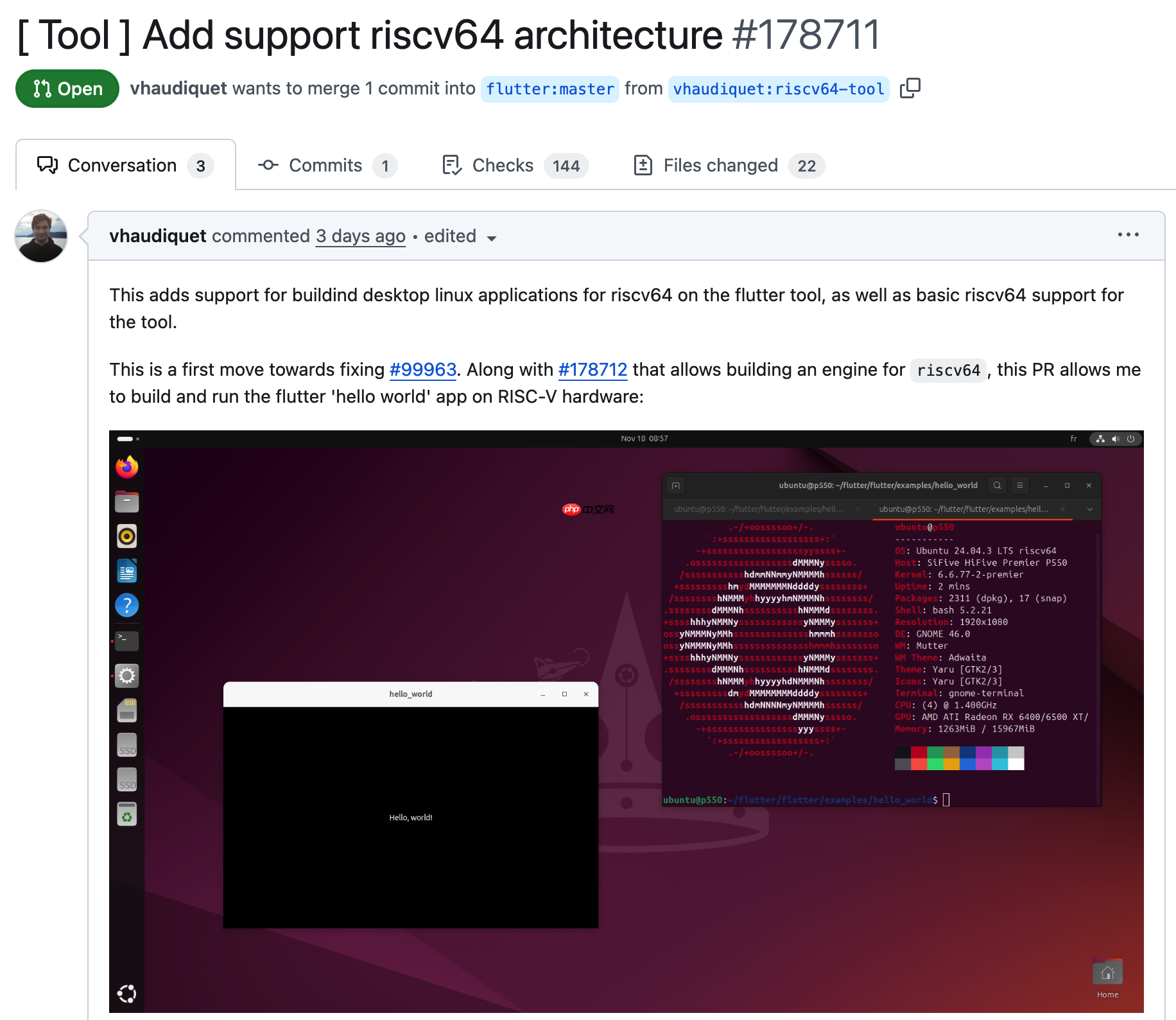 canonical 工程师成功在 risc-v 版 ubuntu 上运行 flutter