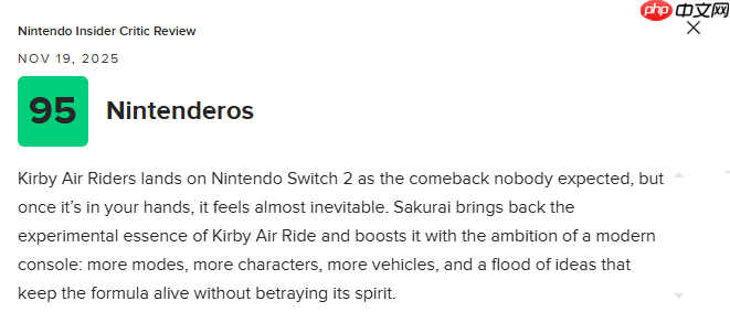 《星之卡比:空中骑士》M站均分78分:对原作理念的极致发挥