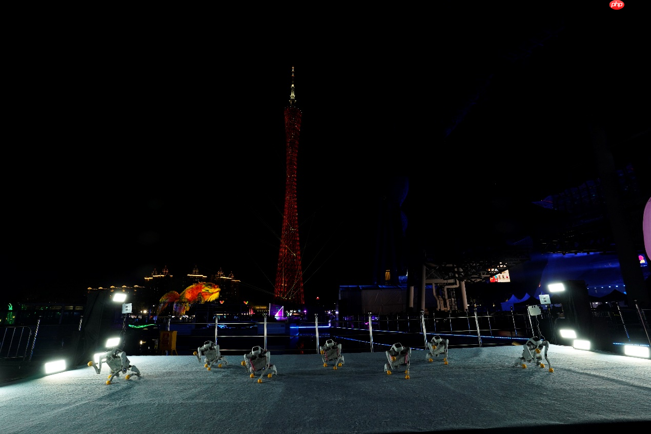 行业首秀！智元机器人联合火花机器人发布机器狗光影表演方阵