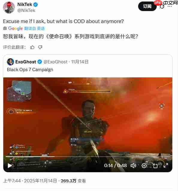 国外玩家质疑《黑色行动7》战役:这还是COD吗?