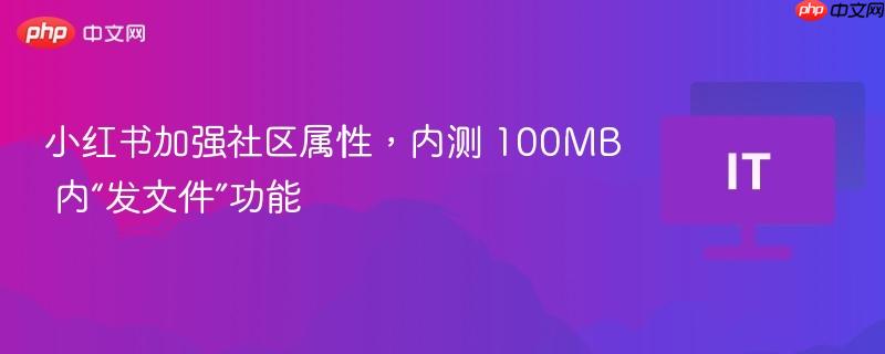 小红书加强社区属性，推出发文件功能内测，文件大小限制在100MB内
