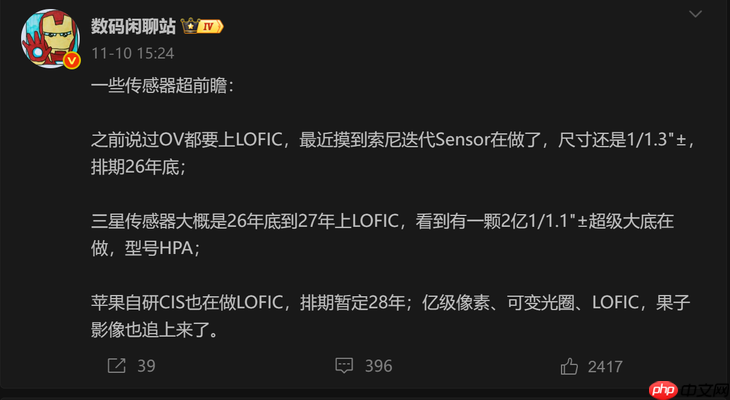 苹果也要自研影像CMOS了?下代iPhone手机能赶上吗