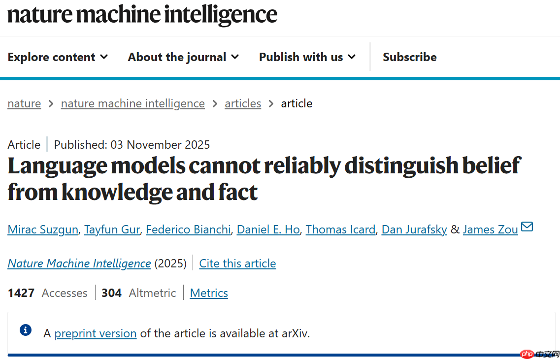 大语言模型在信念与事实区分上的挑战
