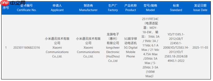 Redmi Turbo 5 获认证! 首发天玑 8500、100W 闪充加持