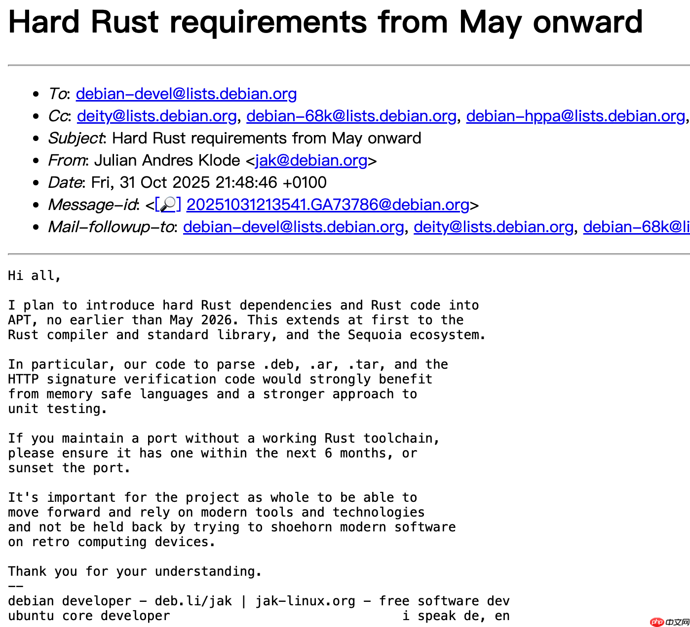 APT打包工具将强制采用Rust编译器