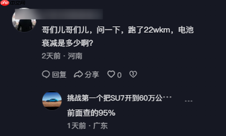 雷军造车就是牛!小米SU7开了22万公里电池衰减仅5%,甚至0故障