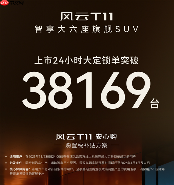 奇瑞全尺寸SUV只卖18.99万爆单！风云T11上市24小时大定38169台