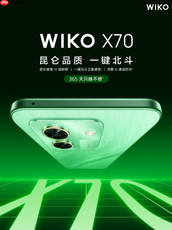 鸿蒙生态新机WIKO X70上市:1399元起!支持一键北斗卫星通信