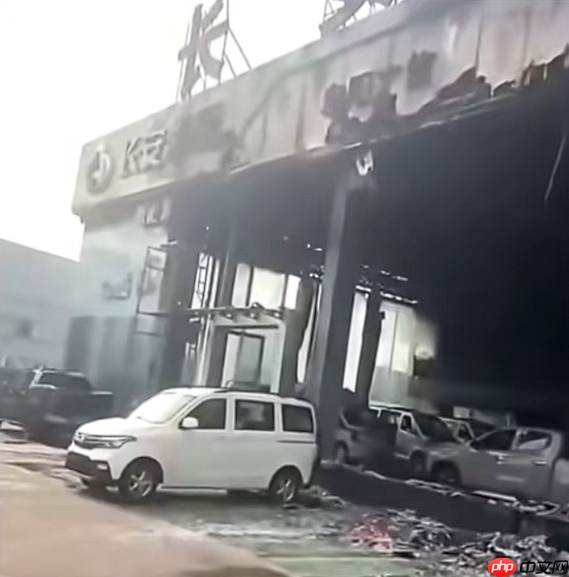 阜阳一长安4S店凌晨燃起大火多车被烧:原因不明