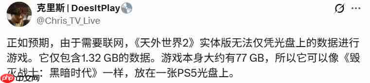 “钥匙”盘? 曝《天外世界2》PS5光盘实体版仅1.32GB