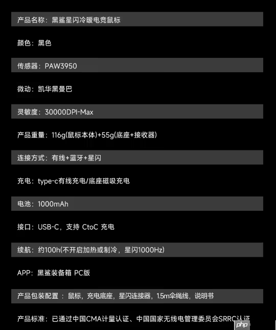 黑鲨全球首发冷暖鼠标:升温可达 20°C、支持星闪,439 元起