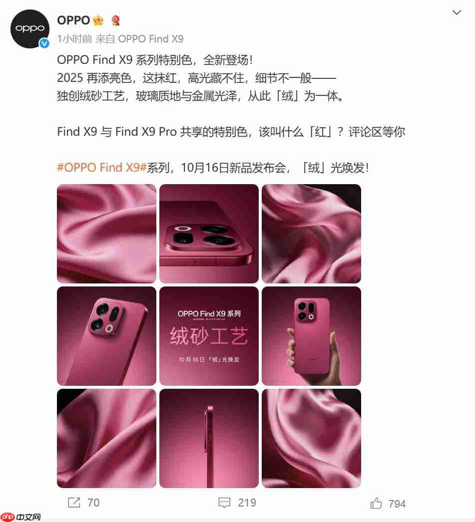 独创绒砂工艺加持:OPPO Find X9系列特别色辨识度拉满