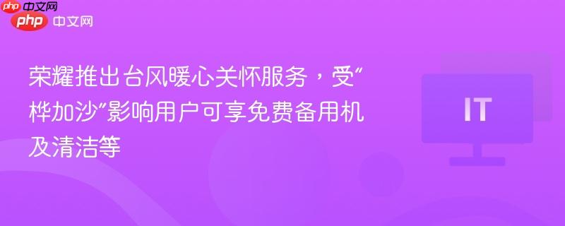 荣耀推出台风暖心关怀服务，受桦加沙影响用户享免费备用机及清洁服务