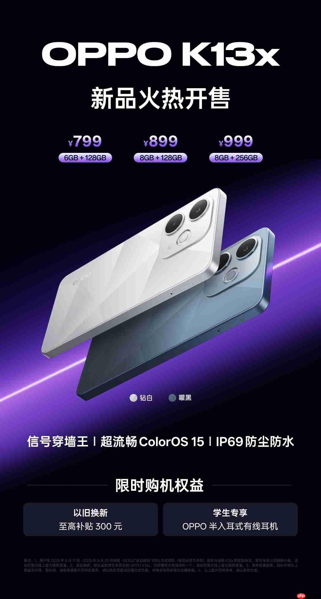 大电池+满级防水!OPPO K13s承诺六年不卡,1499起!
