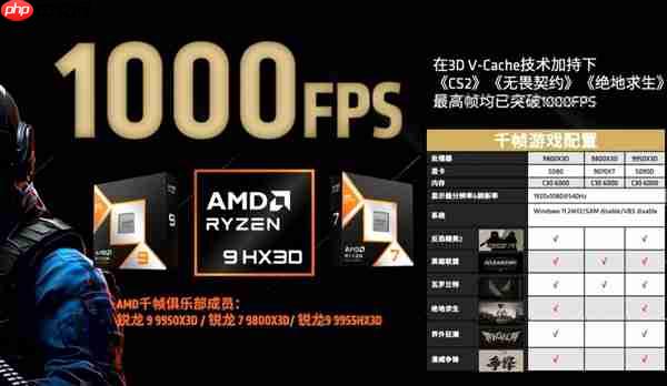 AMD 9000X3D实现千帧电竞，多款游戏突破1000FPS极限性能标题