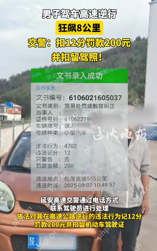 男子高速“逆行狂飙”8公里：教科书式危险驾驶，处罚结果引热议 - php中文网