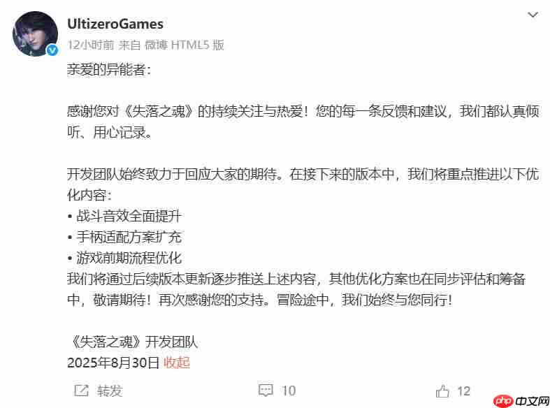 《失落之魂》官方公布今后改进计划:音效、手柄、优化