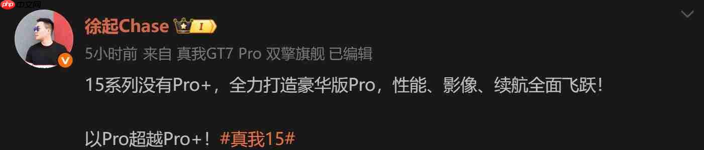 真我15系列取消Pro+,全力打造“豪华版Pro”