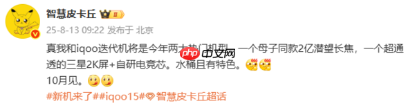 iQOO 15新机有望10月发布：三星2K屏和自研电竞心片