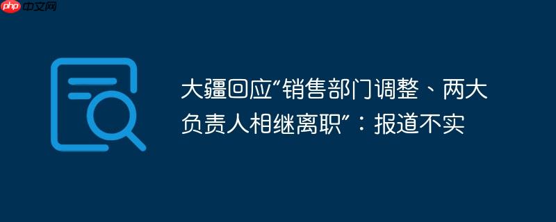 大疆针对销售部门调整及负责人离职传闻作出回应，报道不实