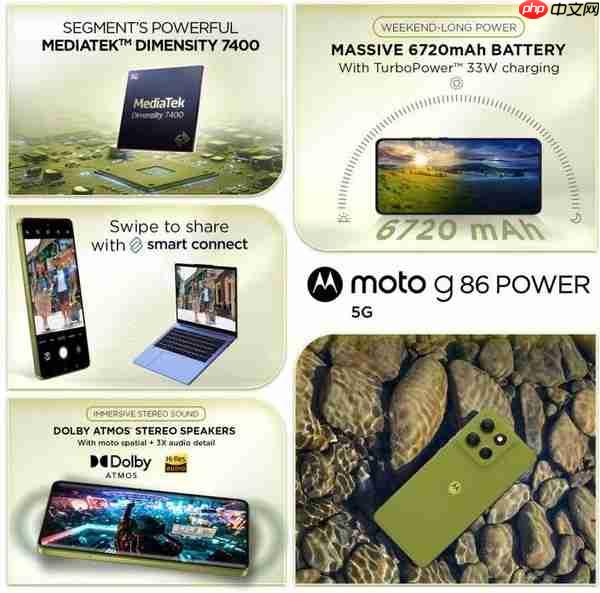 摩托罗拉发布G86 Power:搭载天玑7400与6720mAh电池