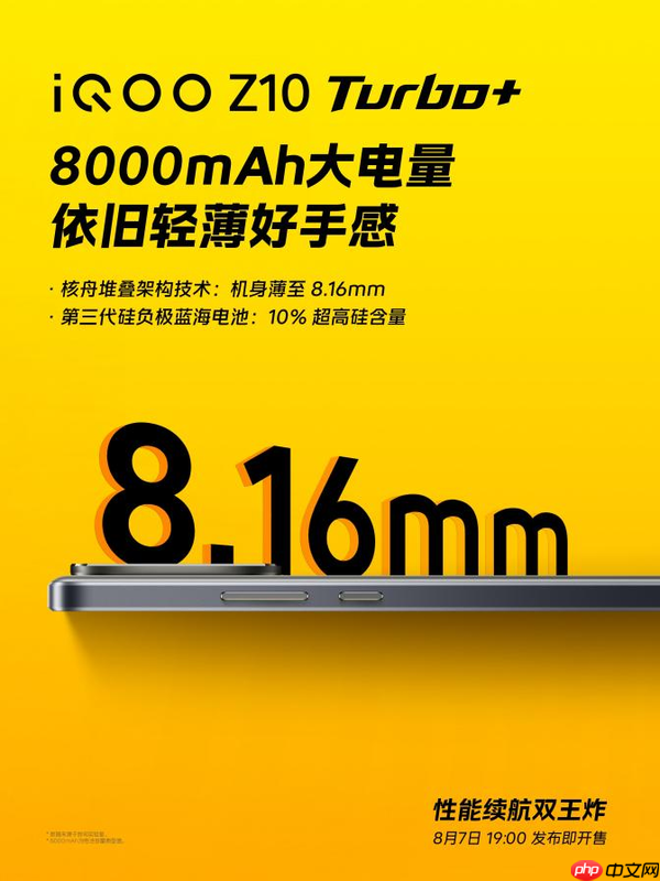“性能续航双王炸”iQOO Z10 Turbo+ 将于8月7日发布