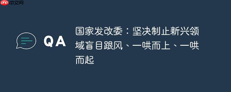 国家发改委，坚决制止新兴领域盲目跟风现象，避免一哄而上、一哄而起的现象发生