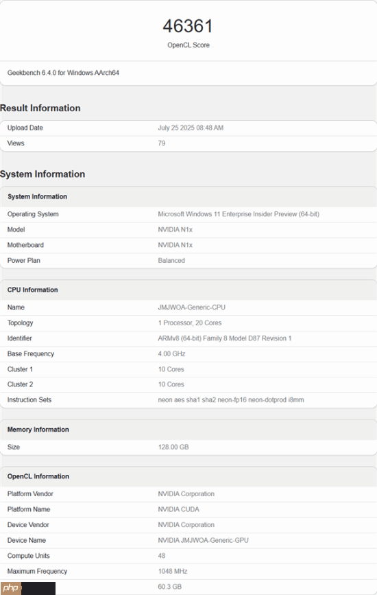 NVIDIA N1X处理器GPU曝光：核心数与RTX 5070相同
