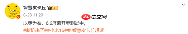 曝小米16系列或将采用6.6英寸屏幕 分辨率达2K水准