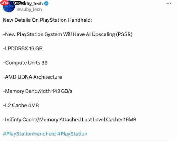索尼掌机最新传闻：16GB内存与PSSR补帧技术加持