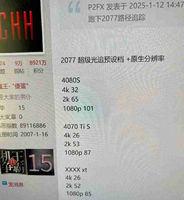 RX9070XT显卡游戏测试结果曝光!性能略强于4070Ti S
