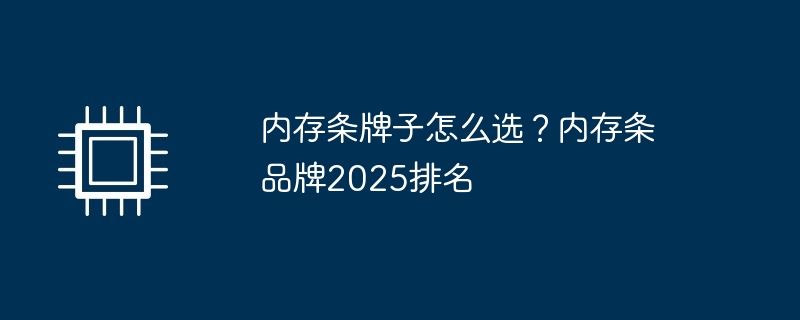 内存条品牌选择指南，2025年内存条品牌排名