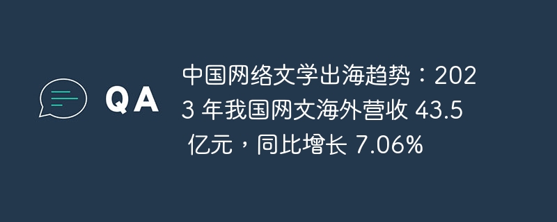中国网络文学出海趋势:2023 年我国网文海外营收 43.5 亿元,同比增长 7.06%