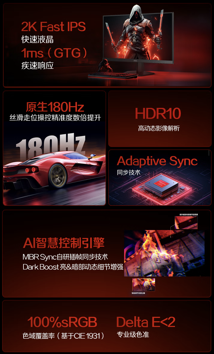 AOC 推出“Q27G41E”27 英寸显示器：2K 180Hz，849 元