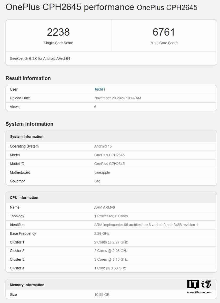 一加 13R 现身 Geekbench,搭载高通骁龙 8 Gen 3