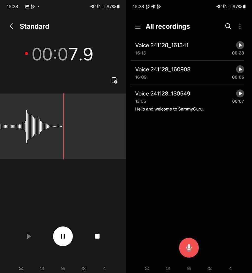 三星 One UI 7.0 版录音机应用泄露:升级界面,新增“移动至安全文件夹”功能