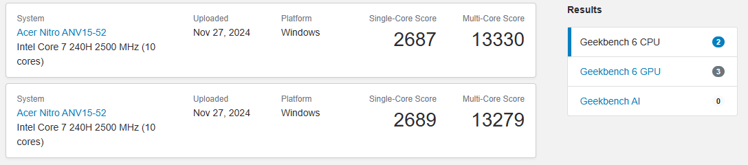 英特尔酷睿 7 240H 现身 Geekbench,规格略强于 i7-13620H