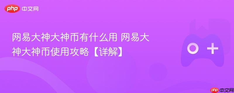 网易大神大神币详解，使用攻略与功能解析