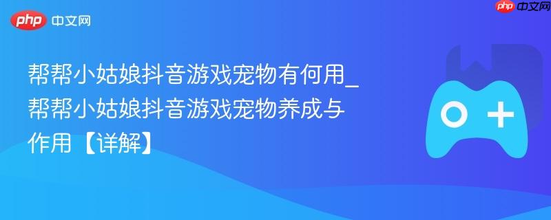 抖音游戏帮帮小姑娘中的宠物养成与实用作用详解
