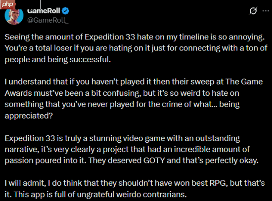 没玩过就开喷:《光与影》夺奖后遭恶意抹黑